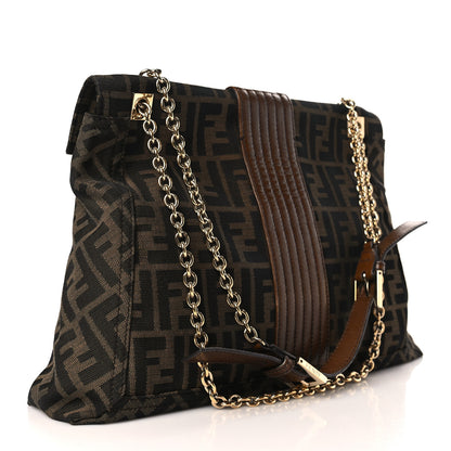 Fendi Zucca Vitello Acqua Maxi Baguette Shoulder Bag Tobacco 3 of 10