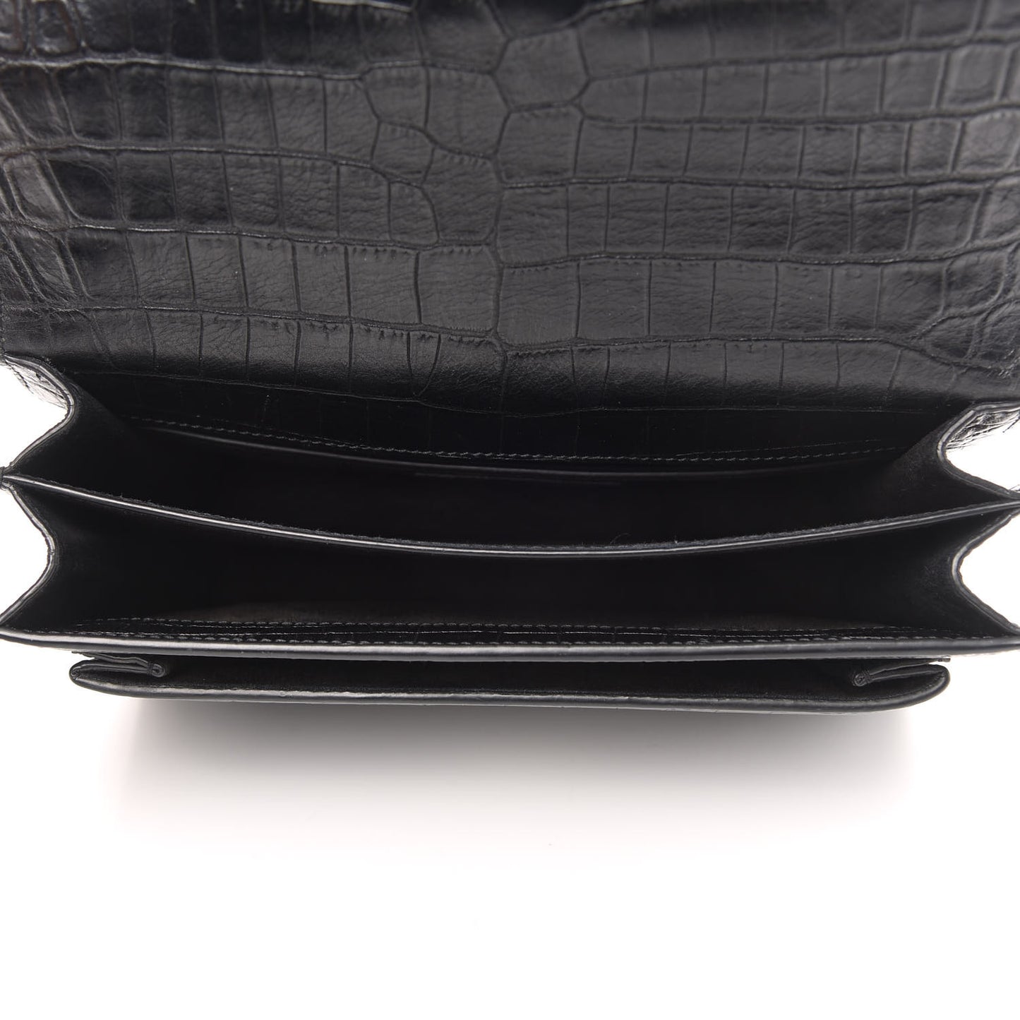 Calfskin Crocodile Embossed Medium Monogram Sunset Black