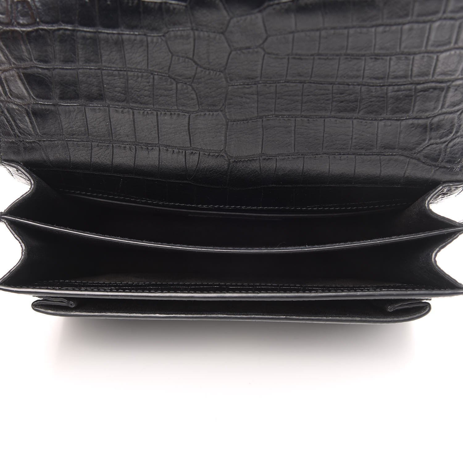 Saint Laurent Calfskin Crocodile Embossed Medium Monogram Sunset Black 5 of 10