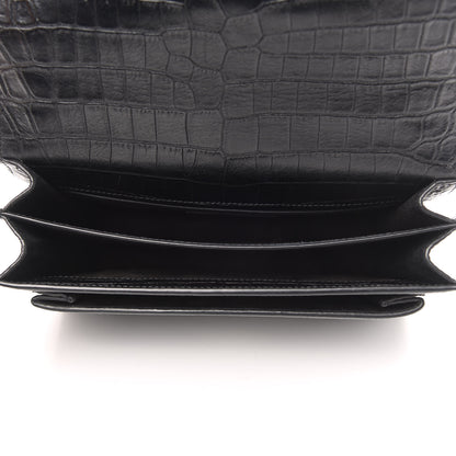 Saint Laurent Calfskin Crocodile Embossed Medium Monogram Sunset Black 5 of 10