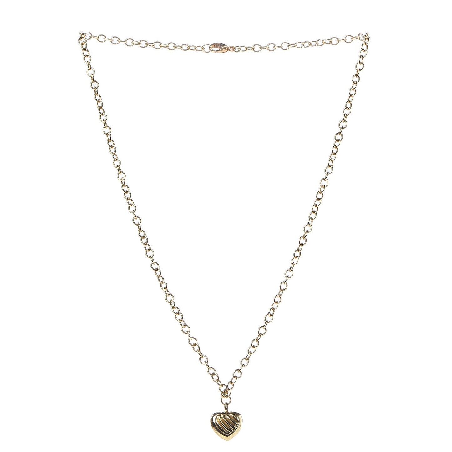 18K Yellow Gold Cable Heart Charm Necklace