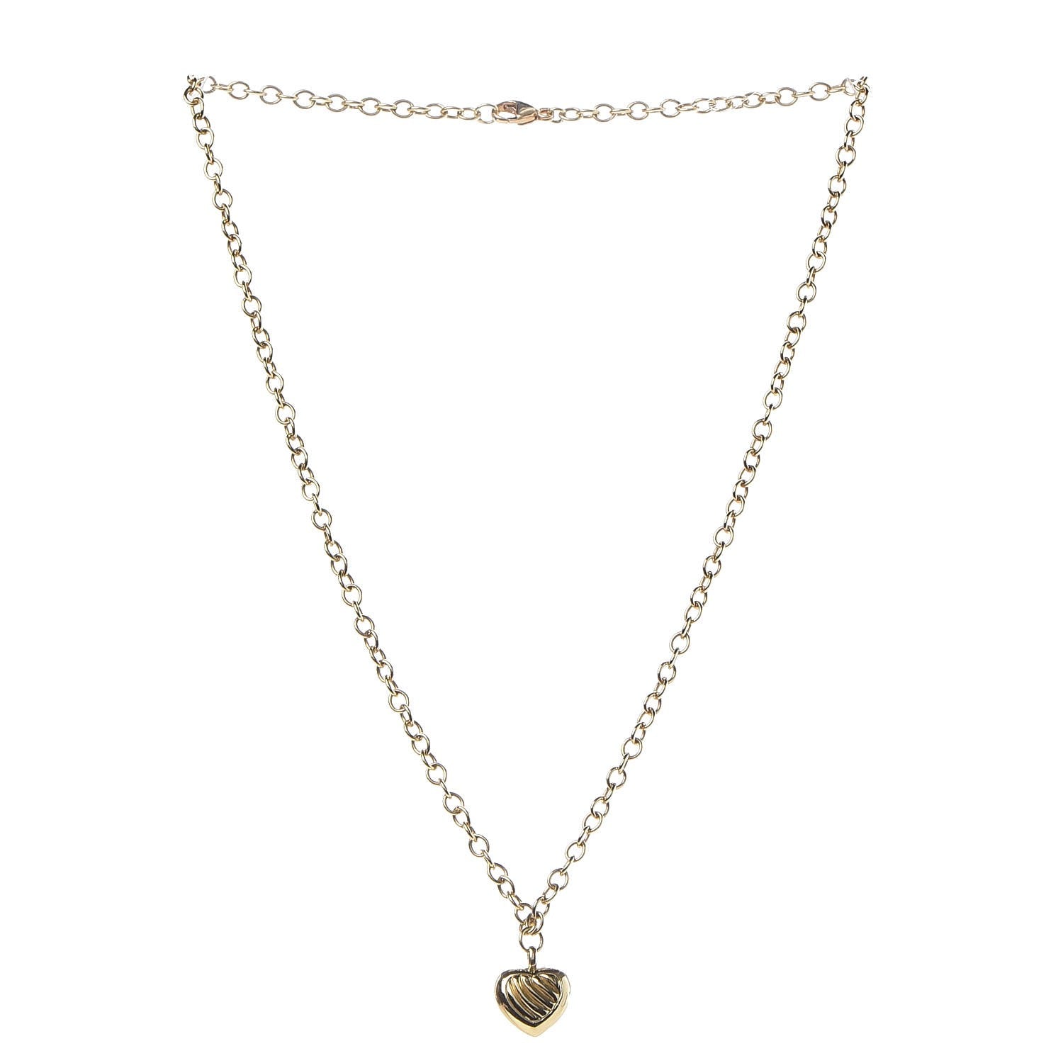 David Yurman 18K Yellow Gold Cable Heart Charm Necklace 3 of 7