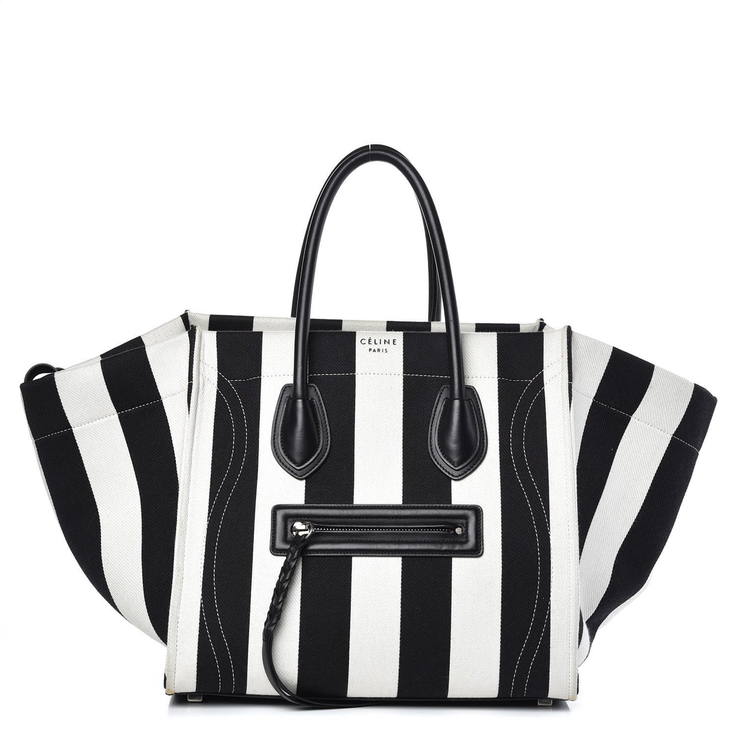 Cotton Canvas Striped Medium Phantom Luggage White Black