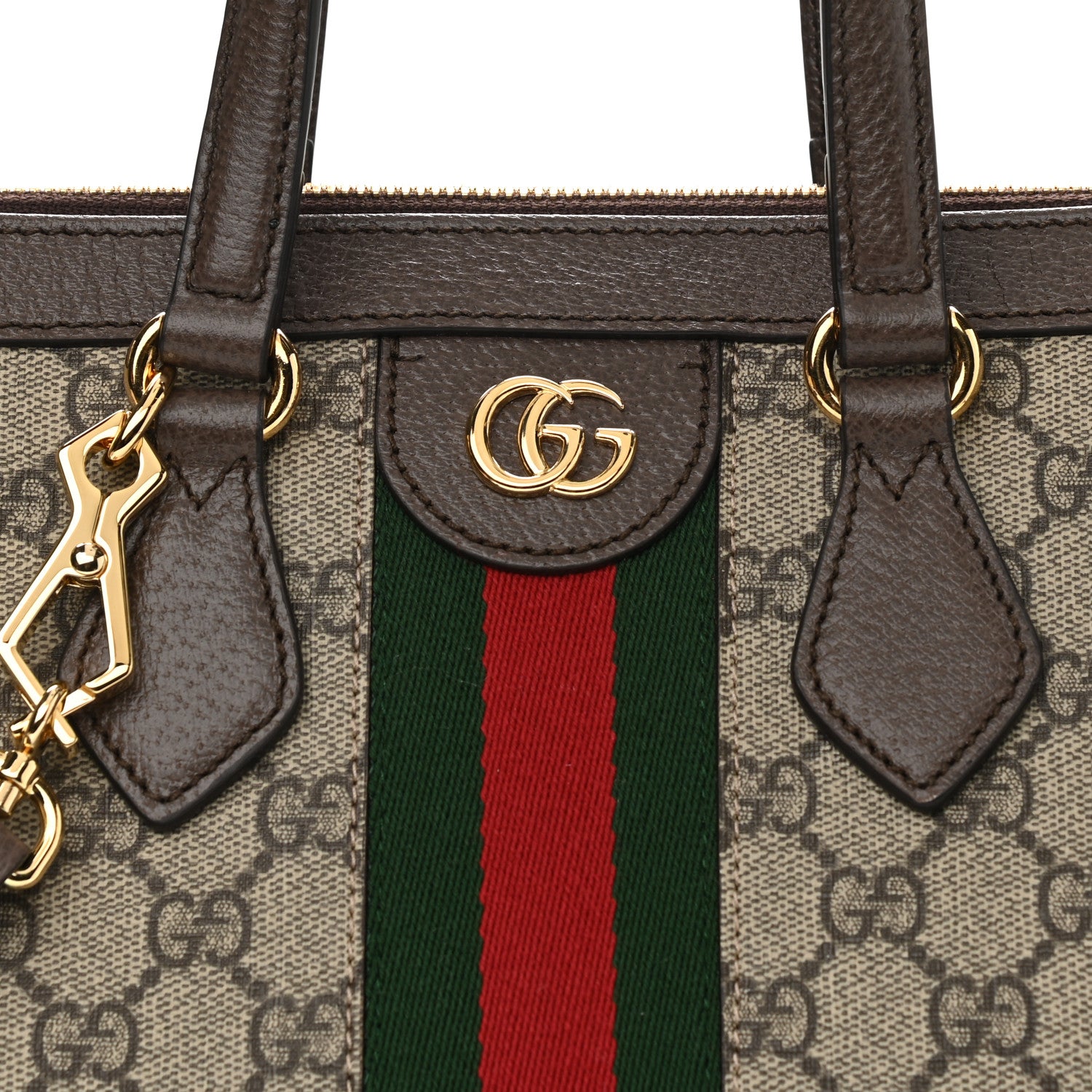 Gucci GG Supreme Monogram Web Medium Ophidia Tote Bag Brown 8 of 10