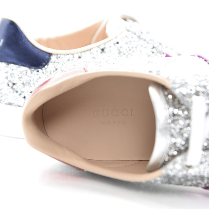 Gucci Glitter Web Womens Ace Sneakers 38.5 Silver 9 of 12