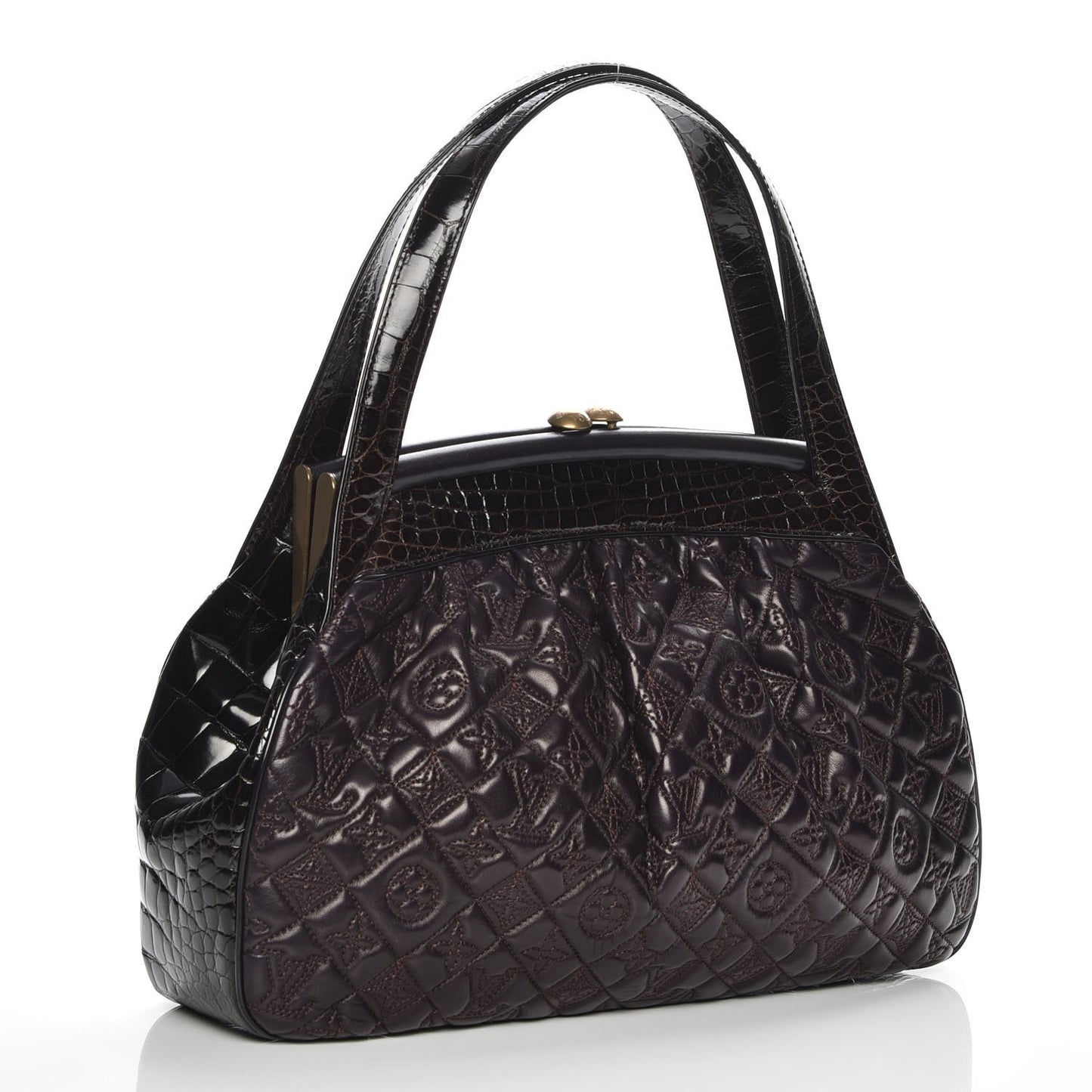 Monogram Vienna Alligator Sac Fermoir GM Aubergine