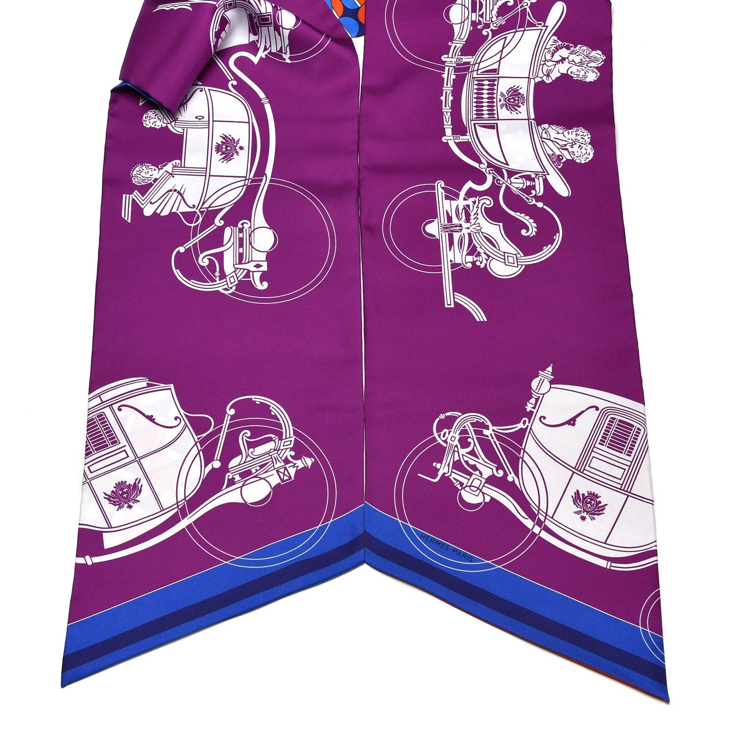 Hermes Silk Ex-Libris en Cravates Maxi Twilly Bougainvillier Cobalt Orange 3 of 6