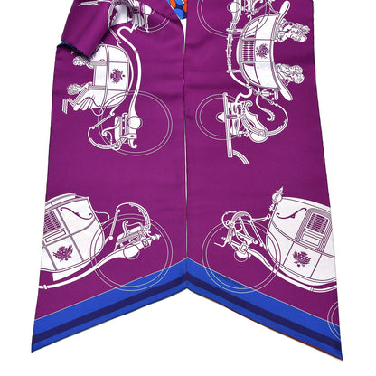 Hermes Silk Ex-Libris en Cravates Maxi Twilly Bougainvillier Cobalt Orange 3 of 6