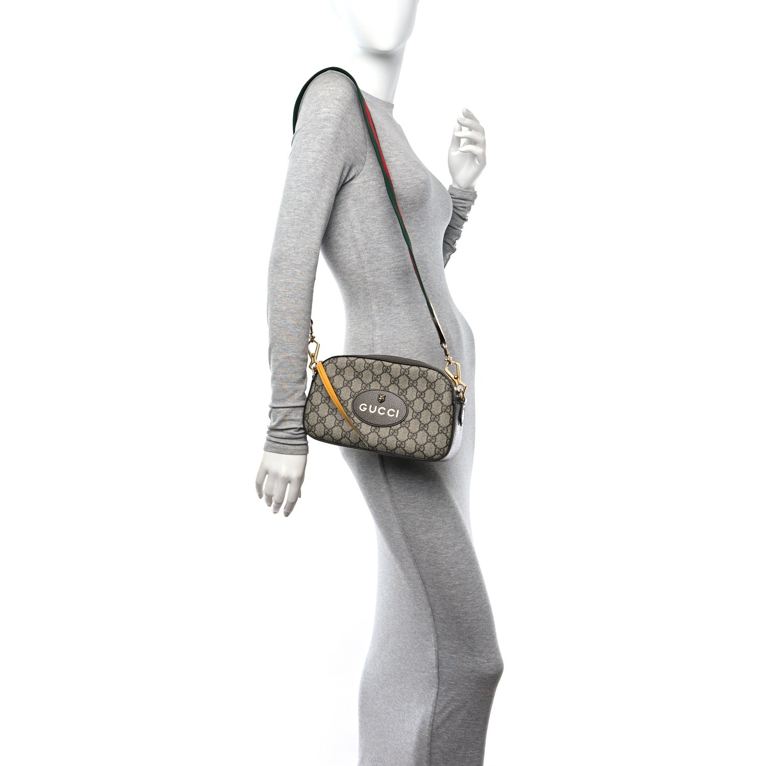 Gucci GG Supreme Monogram Web Neo Vintage Shoulder Bag Beige New Acero Crop 2 of 14