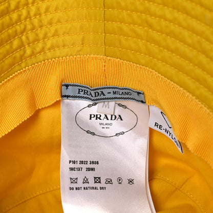 Prada Re-Nylon Metal Triangle Logo Mens Bucket Hat M Giallo 8 of 8
