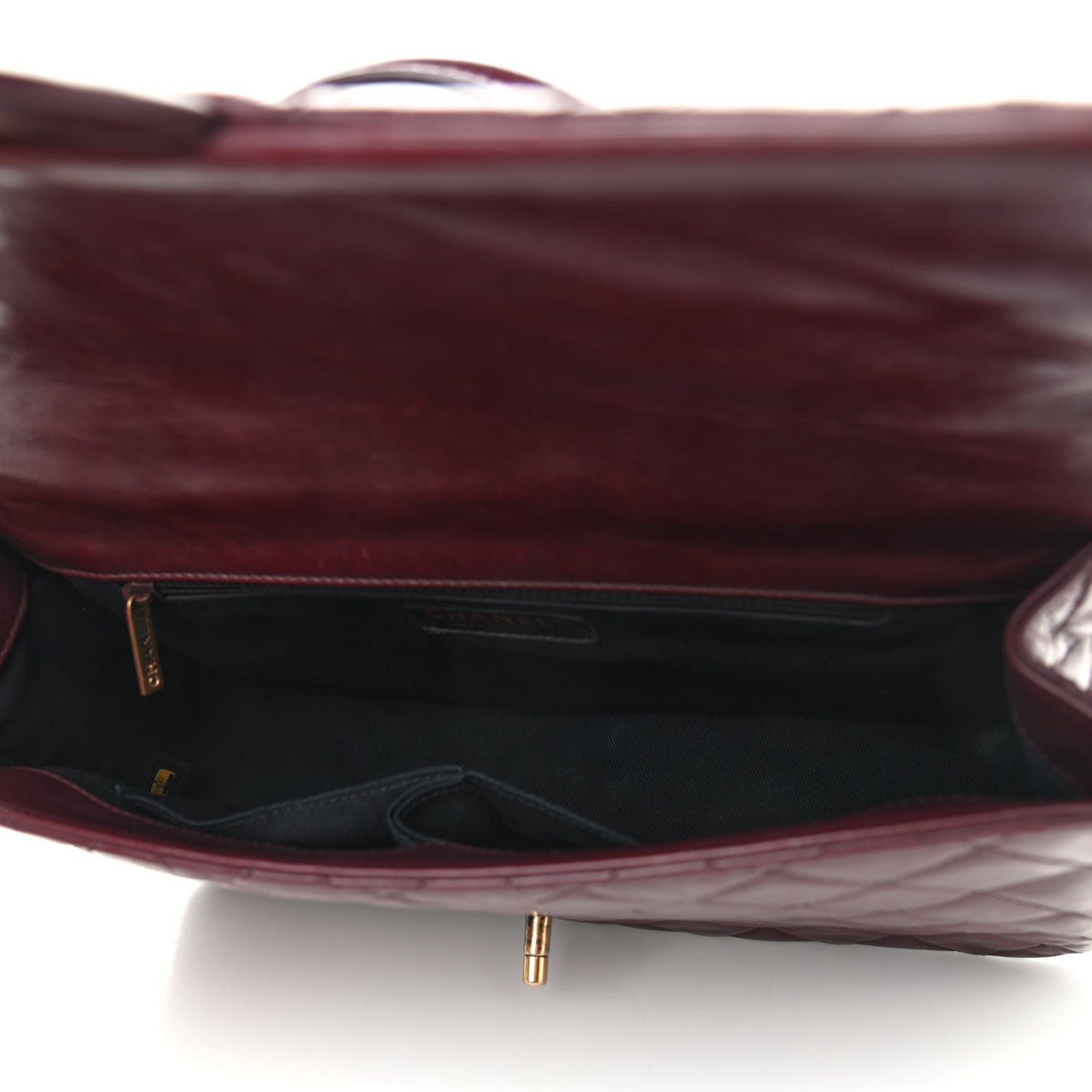 Glazed Calfskin Castle Rock Large Flap Burgundy