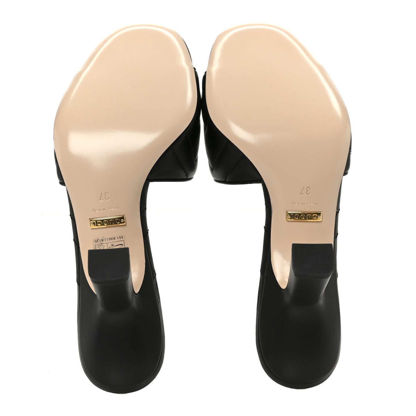 Nappa Matelasse GG Marmont 75mm Slide Sandals 37 Black