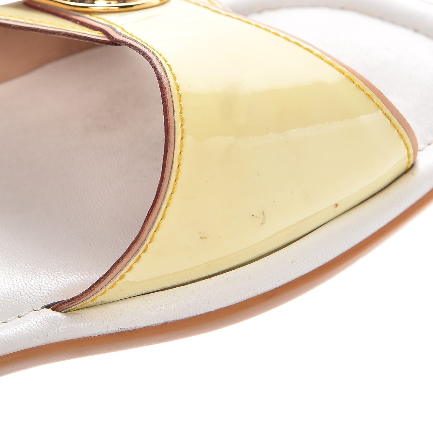 Louis Vuitton Patent Slide Sandal 37 Ivory 12 of 13