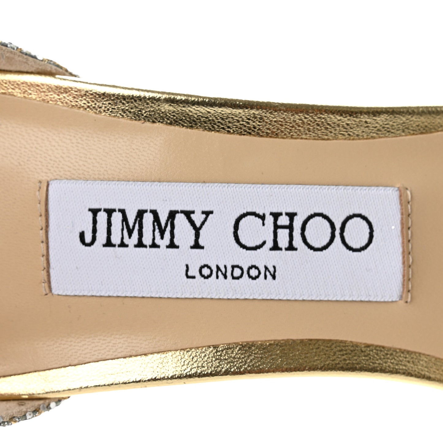 Glitter Fabric Crystal Maria Sandals 38.5 Champagne