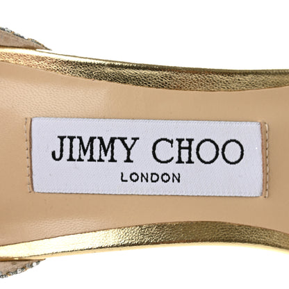 Jimmy Choo Glitter Fabric Crystal Maria Sandals 38.5 Champagne 7 of 7
