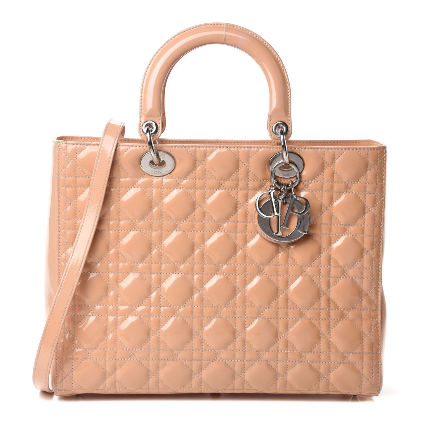 Patent Cannage Large Lady Dior Beige