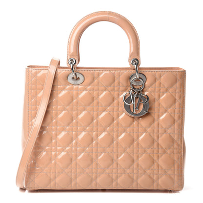 Christian Dior Patent Cannage Large Lady Dior Beige 2 of 10
