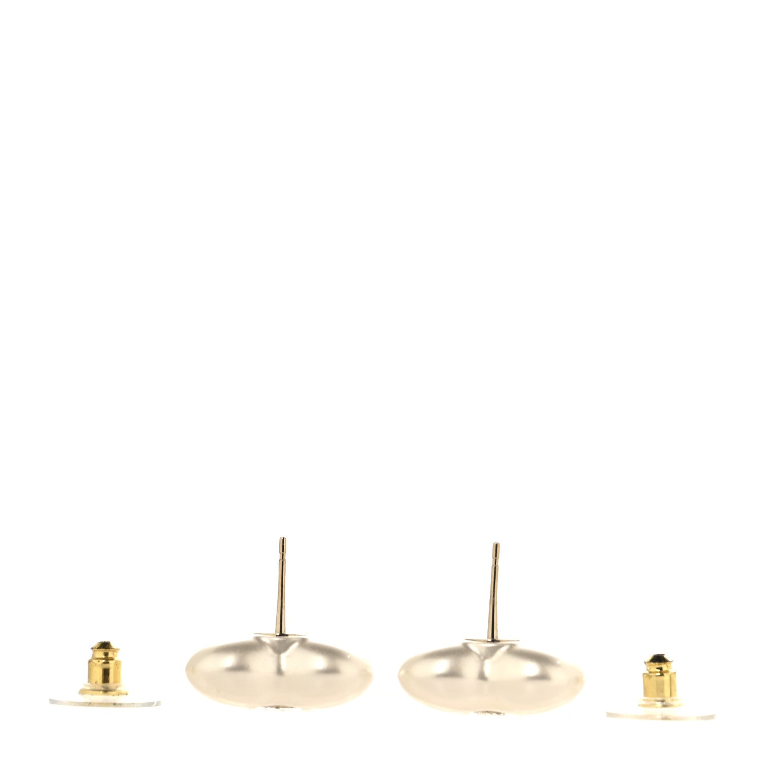 Chanel Pearl Crystal CC Heart Earrings Gold 3 of 5