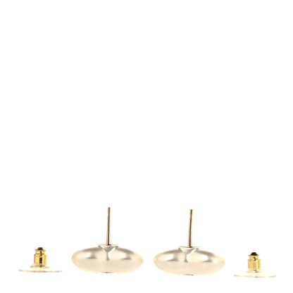 Chanel Pearl Crystal CC Heart Earrings Gold 3 of 5