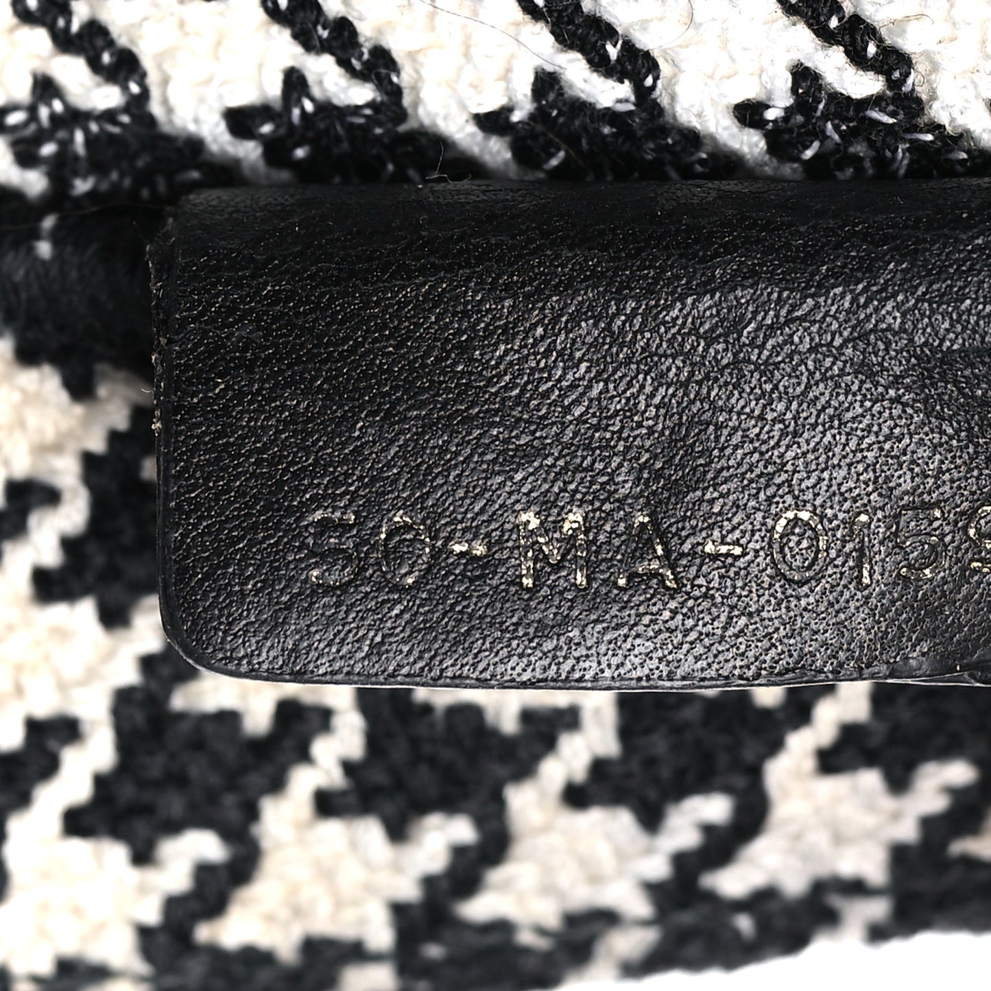 Canvas Houndstooth Embroidered Large Book Tote Black White