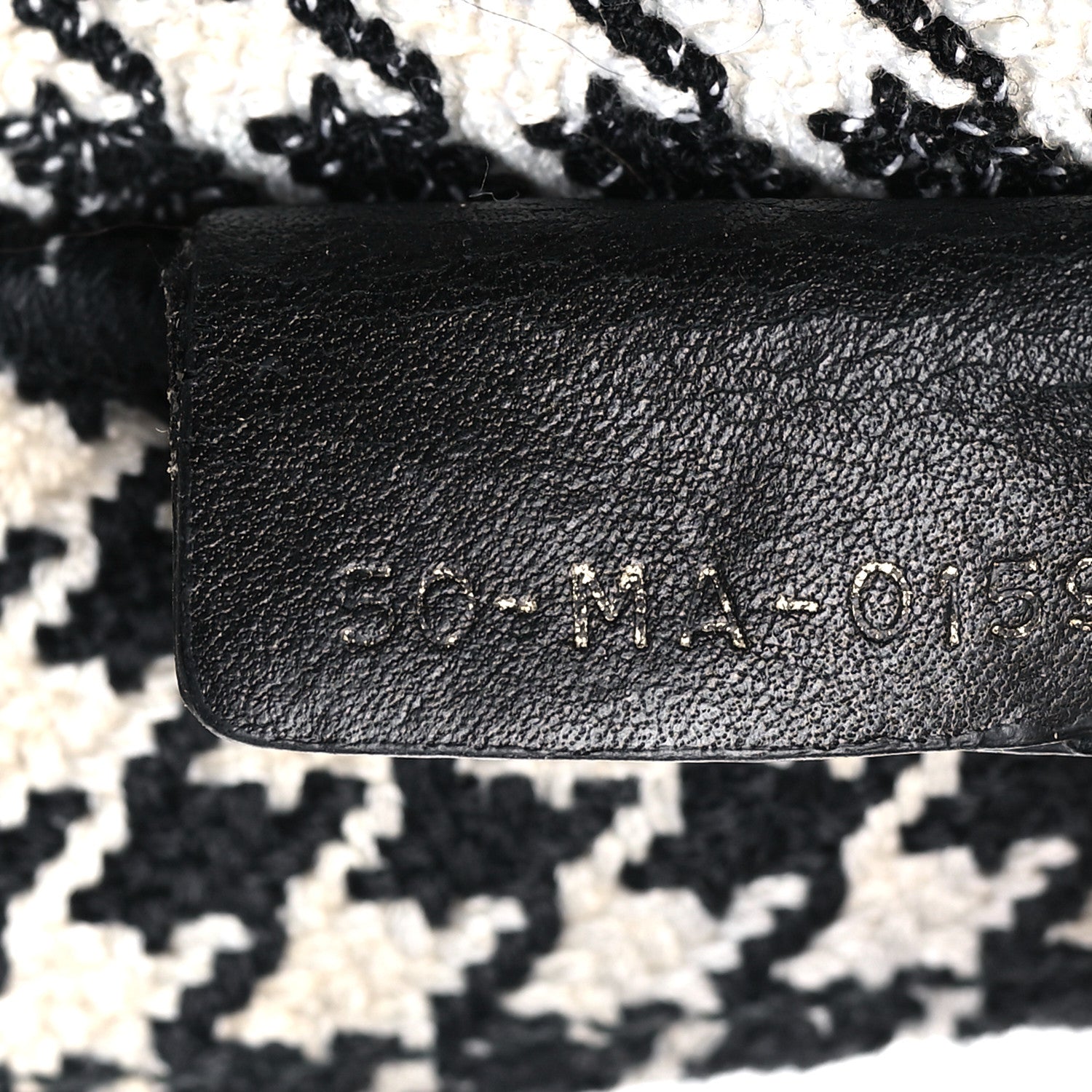 Christian Dior Canvas Houndstooth Embroidered Large Book Tote Black White 7 of 16