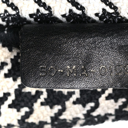 Christian Dior Canvas Houndstooth Embroidered Large Book Tote Black White 7 of 16