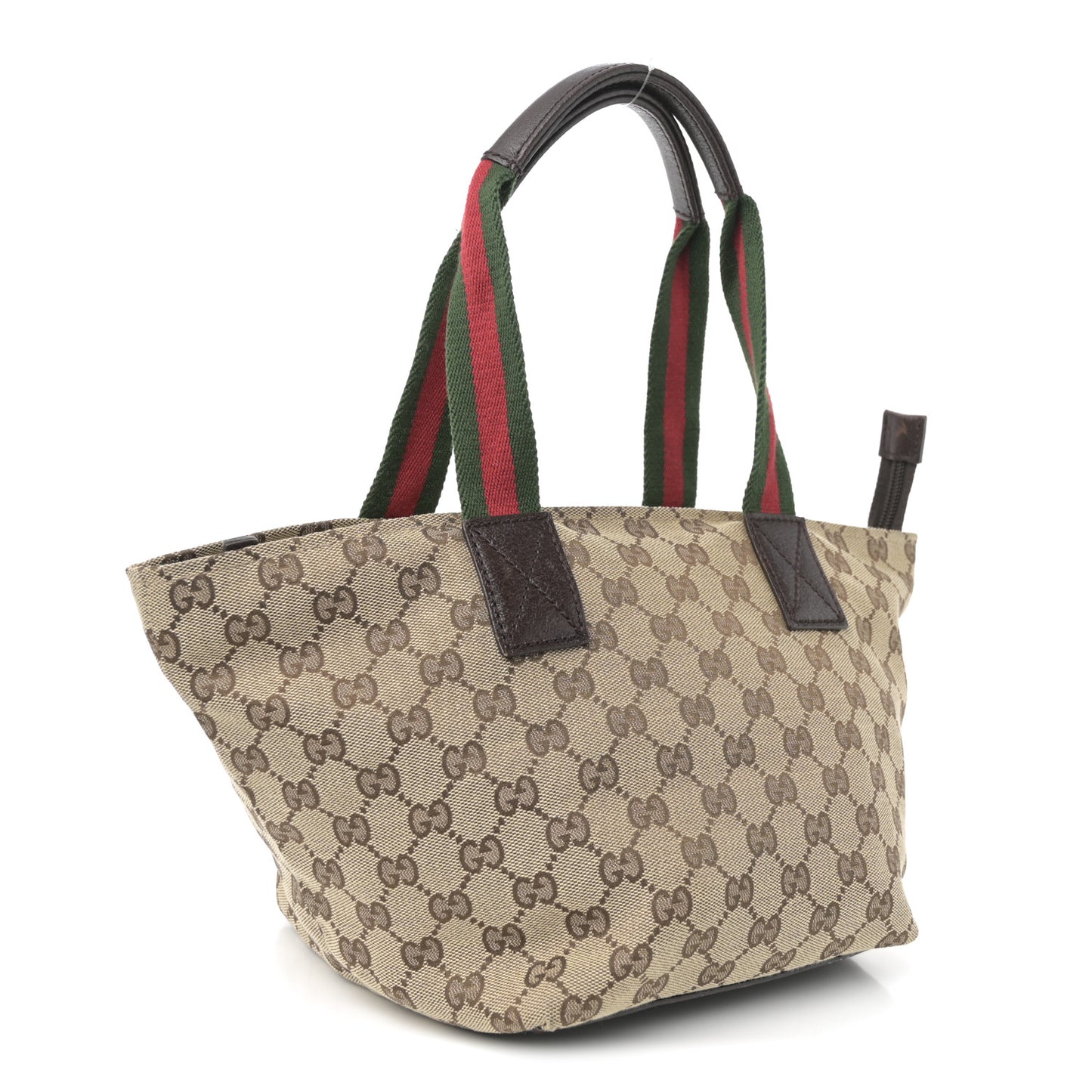 GG Monogram Small Web Handle Bucket Tote Dark Brown