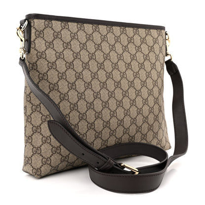 Gucci GG Supreme Monogram Web Flat Messenger Bag Dark Brown 3 of 10