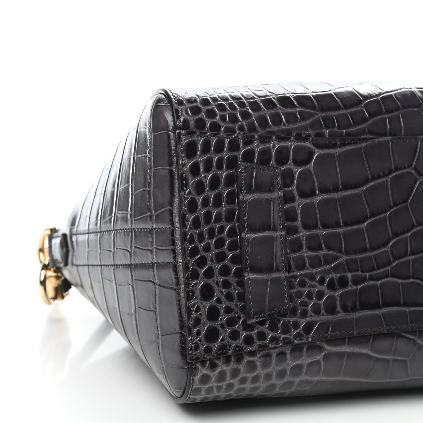 Calfskin Crocodile Embossed Small Antigona Storm Grey