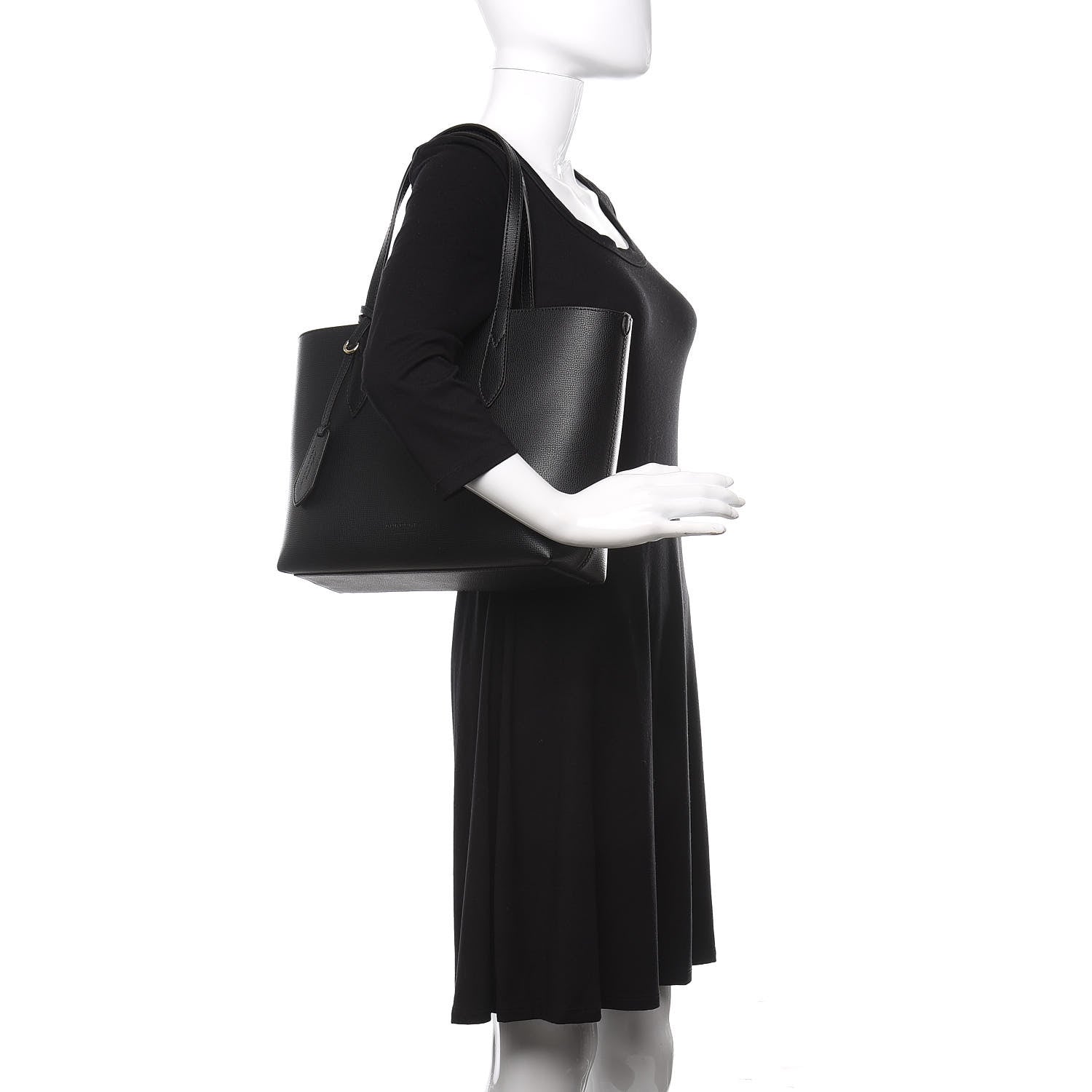 Burberry Grainy Calfskin Haymarket Check Small Reversible Tote Black 2 of 15