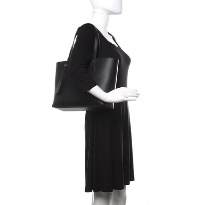 Burberry Grainy Calfskin Haymarket Check Small Reversible Tote Black 2 of 15