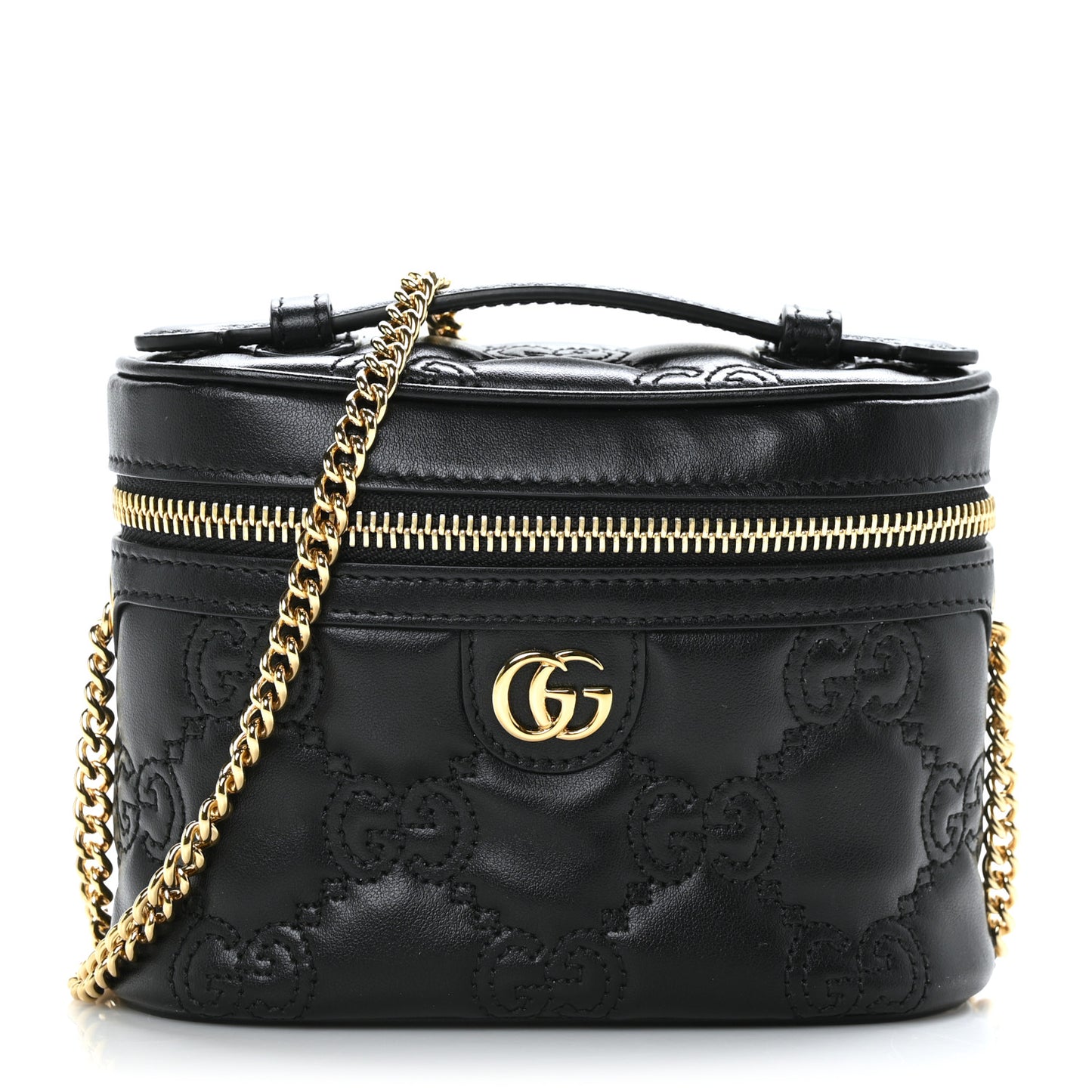Calfskin GG Matelasse Mini Top Handle Bag Black