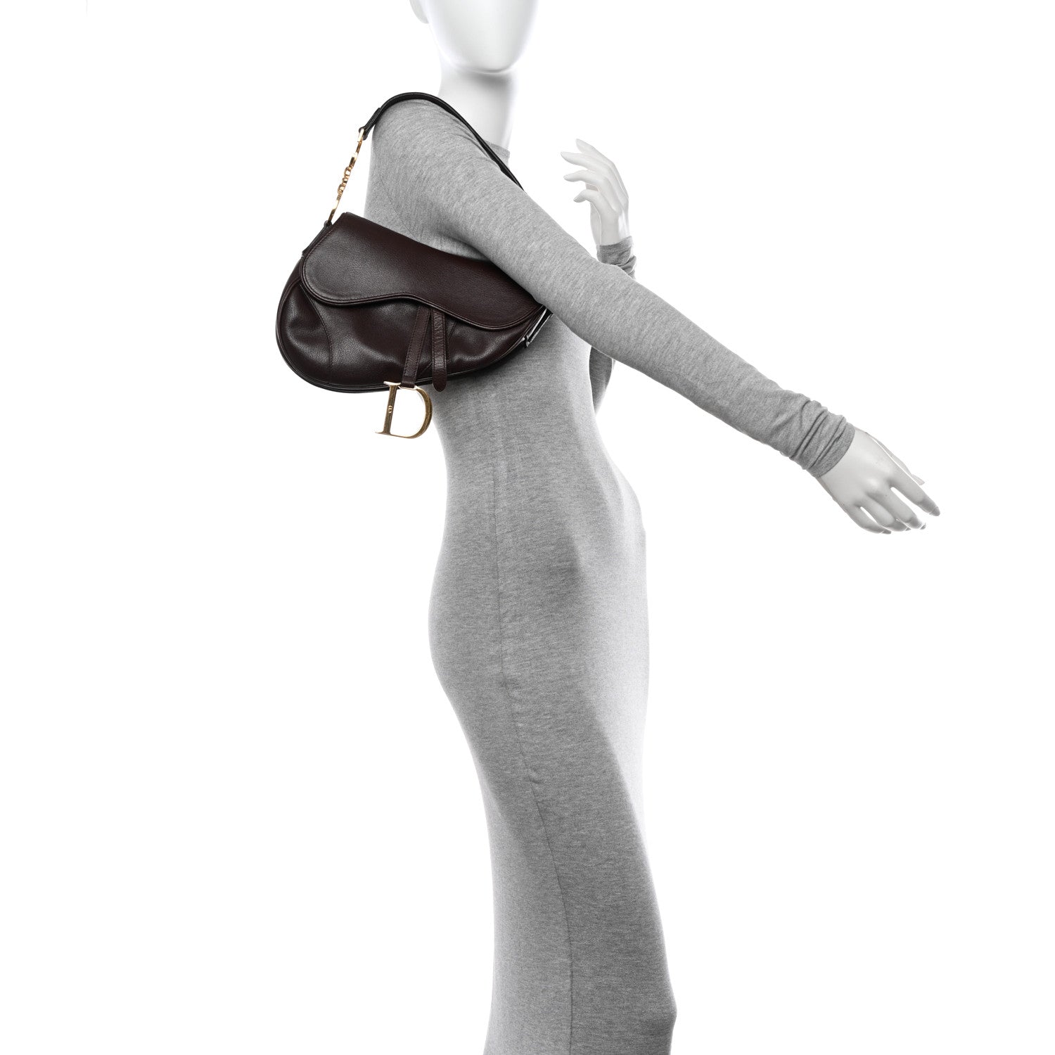 Christian Dior Calfskin Saddle Bag Brown 3 of 12