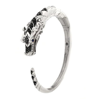 John Hardy Sterling Silver Black Spinel Sapphire Naga Dragon Bracelet 1 of 4