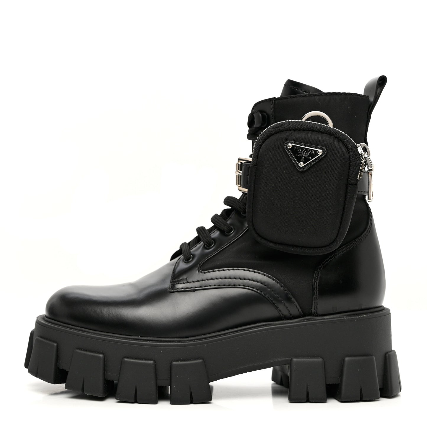 Spazzolato Rois Nylon Metal Triangle Logo Monolith Pouch Pocket 55mm Boots 38 Black