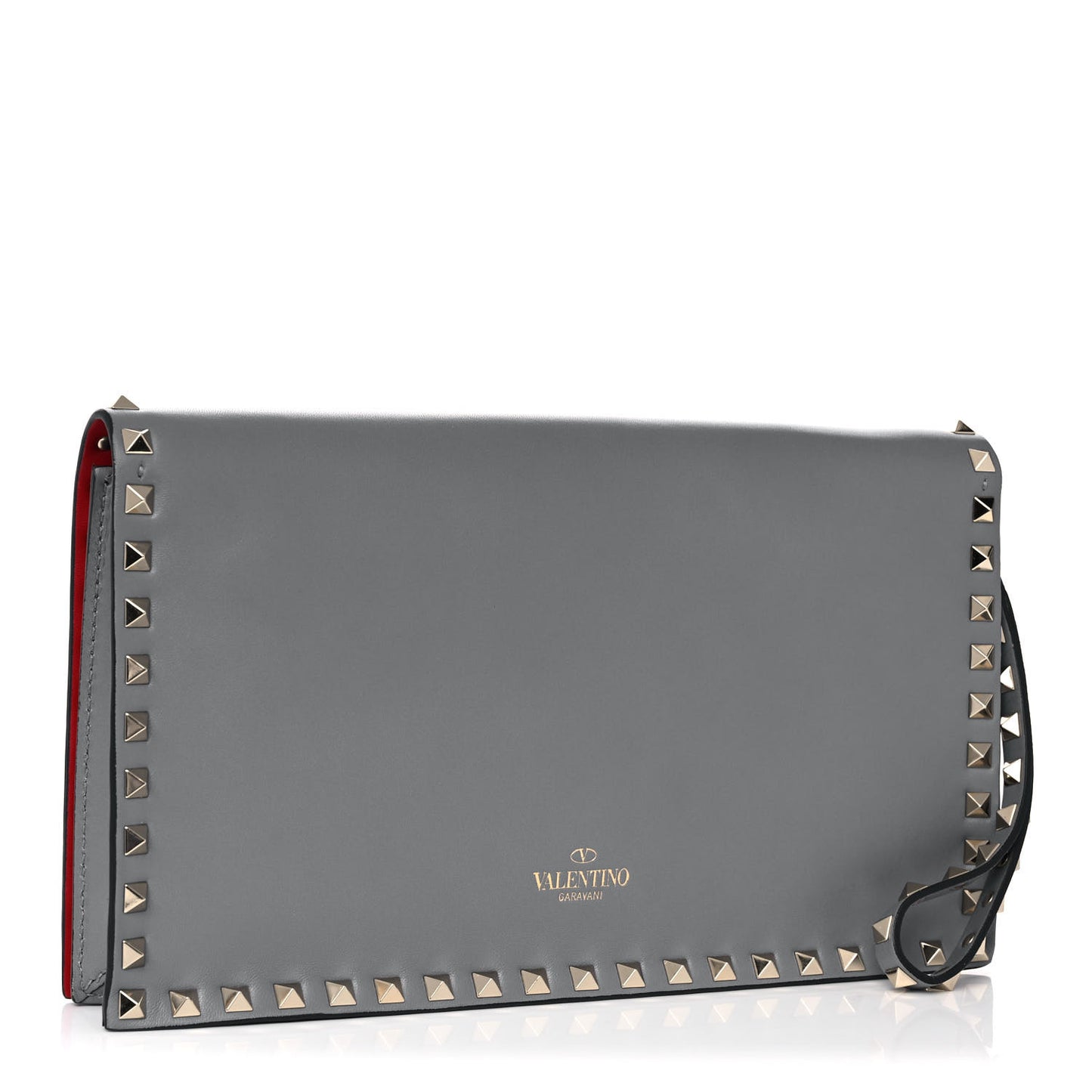 Nappa Rockstud Wristlet Clutch Light Stone