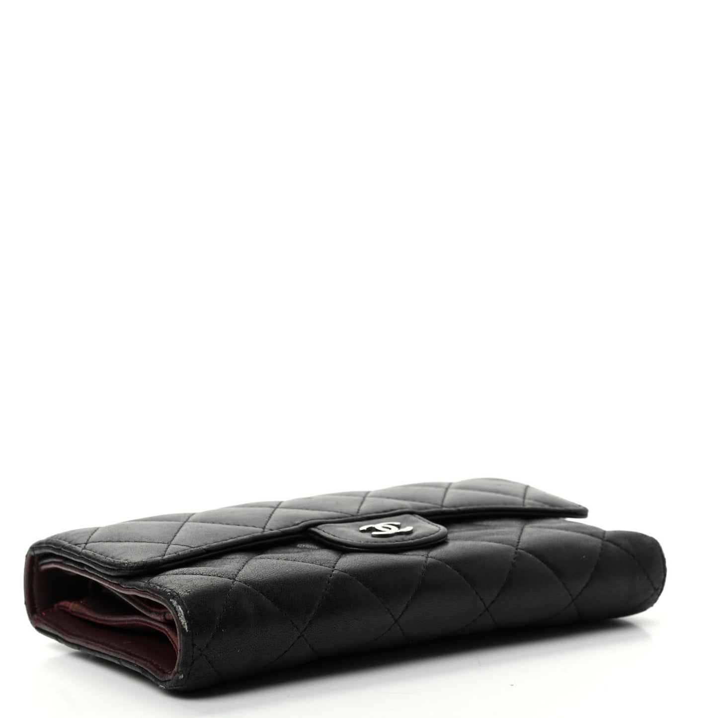 Lambskin Quilted Large Flap Wallet Black