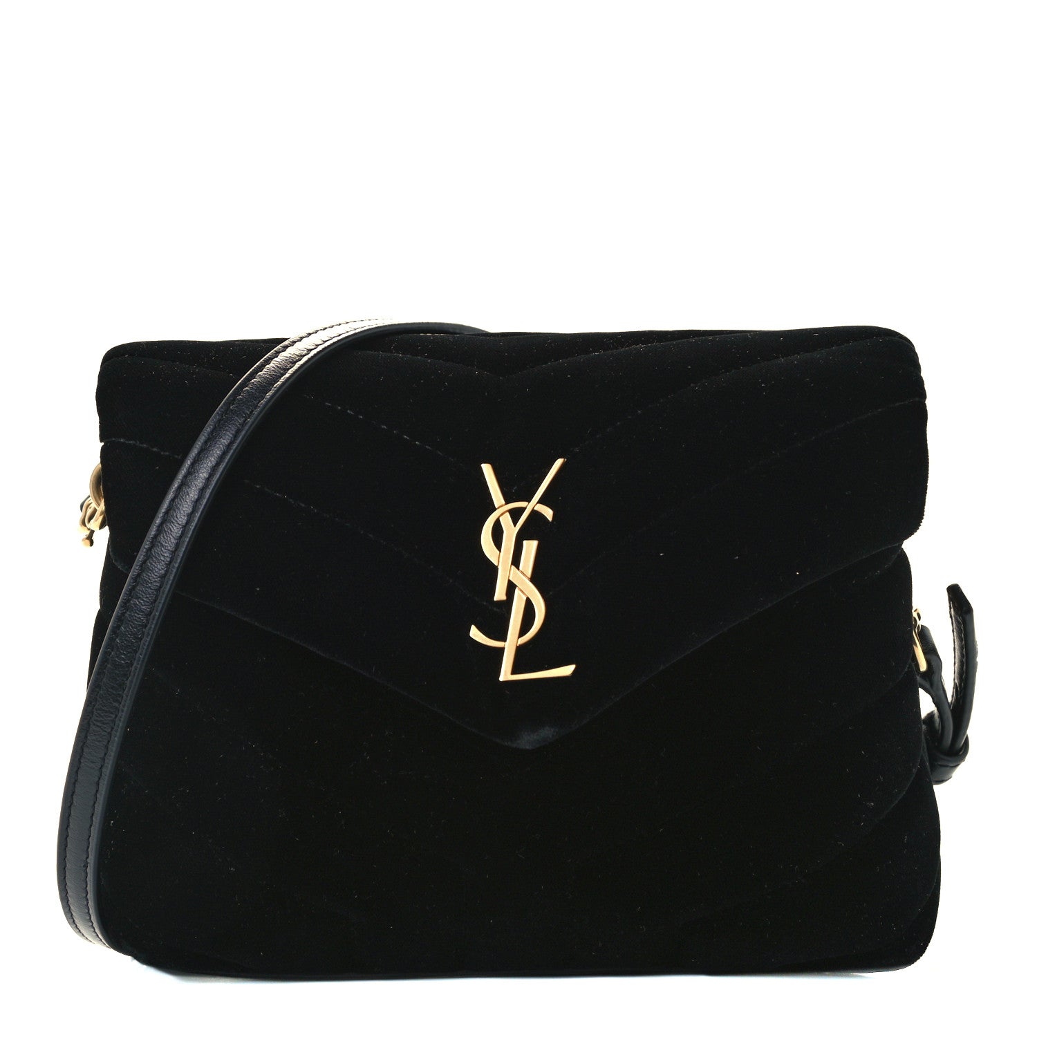 Saint Laurent Velvet Y Quilted Monogram Toy Loulou Chain Satchel French Black 1 of 12