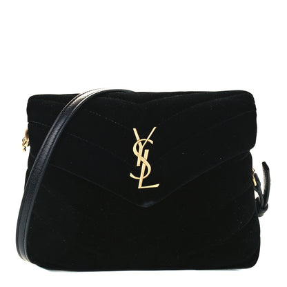 Saint Laurent Velvet Y Quilted Monogram Toy Loulou Chain Satchel French Black 1 of 12