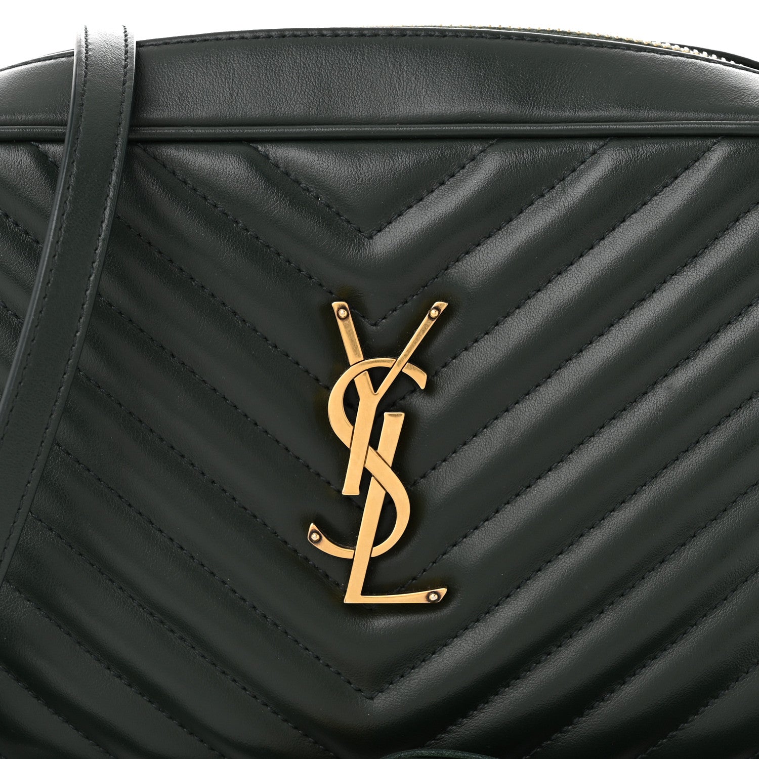 Saint Laurent Calfskin Matelasse Monogram Lou Camera Bag Vert Fonce 8 of 10