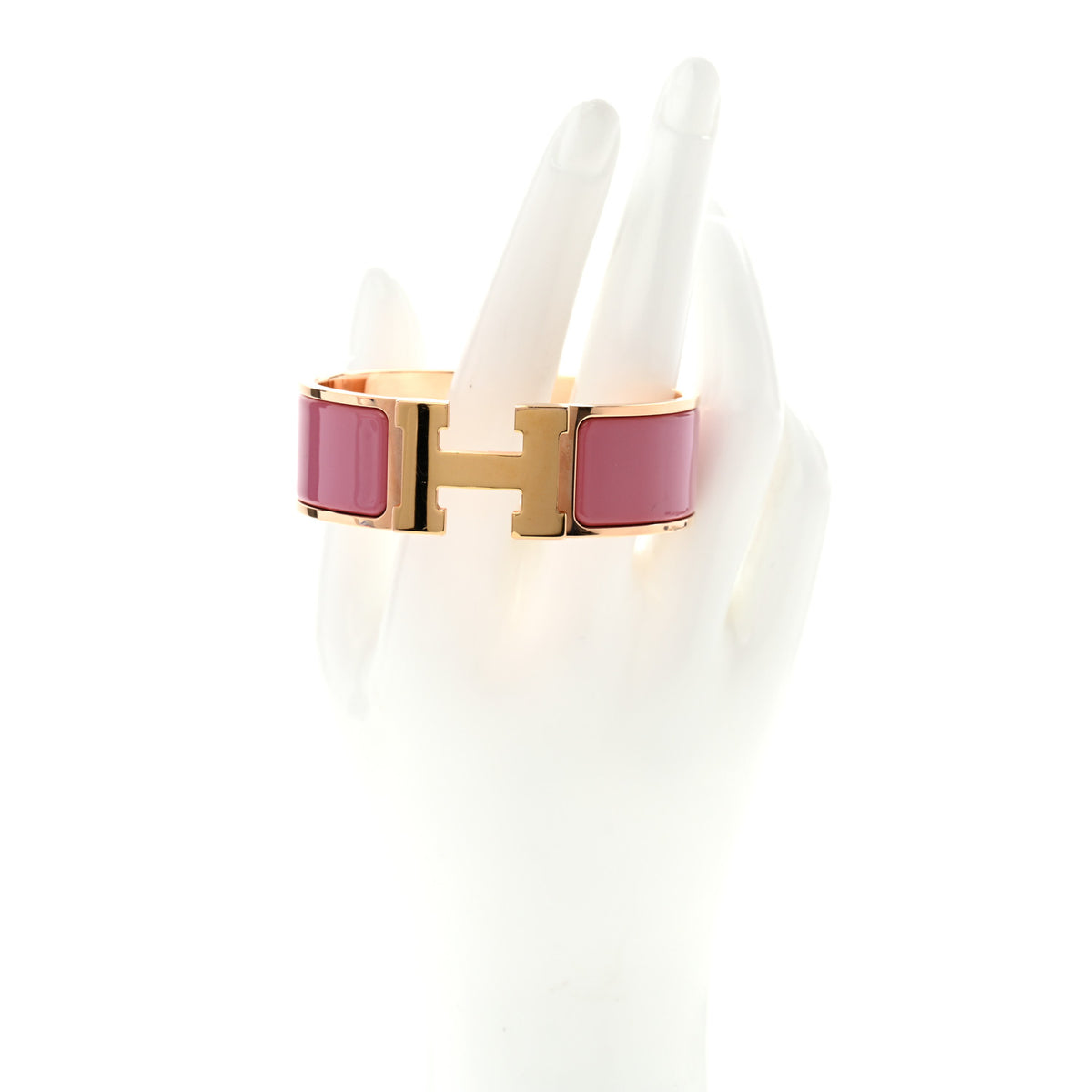 Hermes Enamel Wide Clic Clac H Bracelet GM Rose Velours 2 of 4