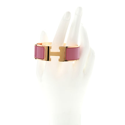 Hermes Enamel Wide Clic Clac H Bracelet GM Rose Velours 2 of 4