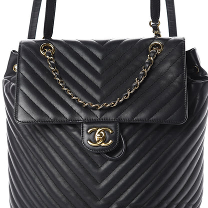 Chanel Calfskin Chevron Quilted Large Urban Spirit Backpack Black 7 of 9