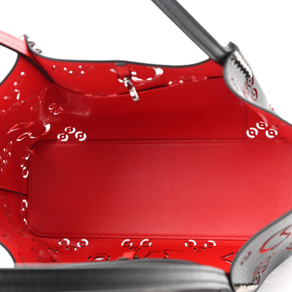 Christian Louboutin Calfskin Loubinthesky Small Perforated Cabarock Spikes Tote Black 4 of 7