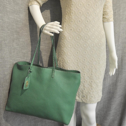 Fendi Calfskin Romano Selleria Shopping Tote Emerald Green 3 of 11