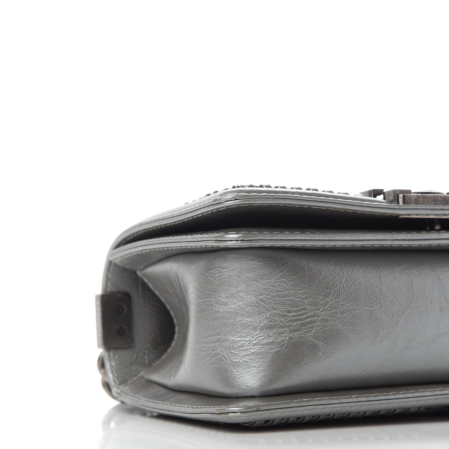 Chanel Metallic Aged Calfskin Quilted Small Boy Handle Flap Charcoal 7 of 8