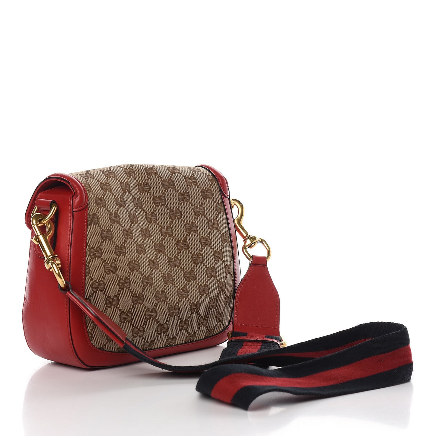 Monogram Ruinart Calfskin Medium Lady Web Shoulder Bag Beige Ebony Hibiscus Red