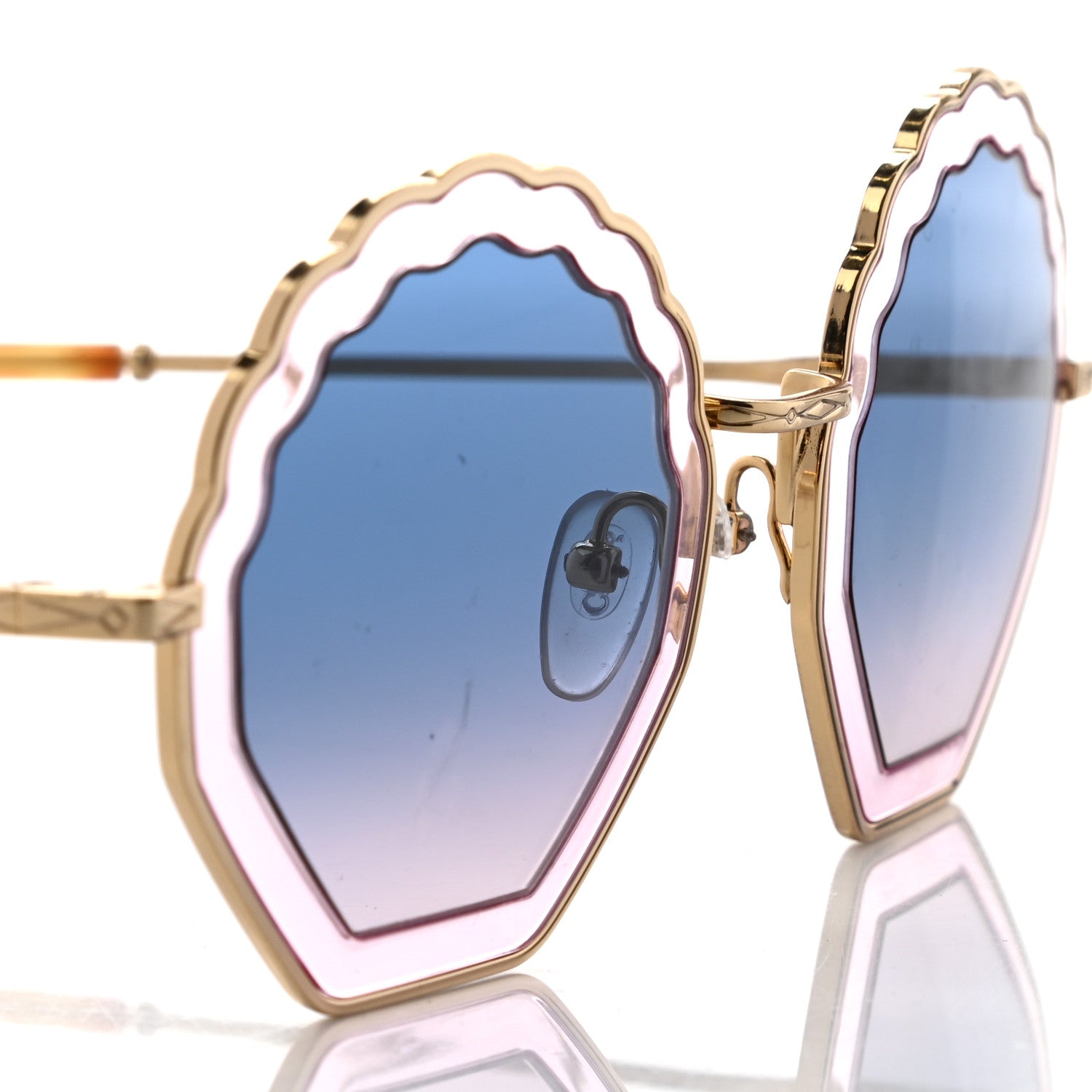 Chloe Scalloped Sunglasses CE147S Gold Blue Pink 7 of 7