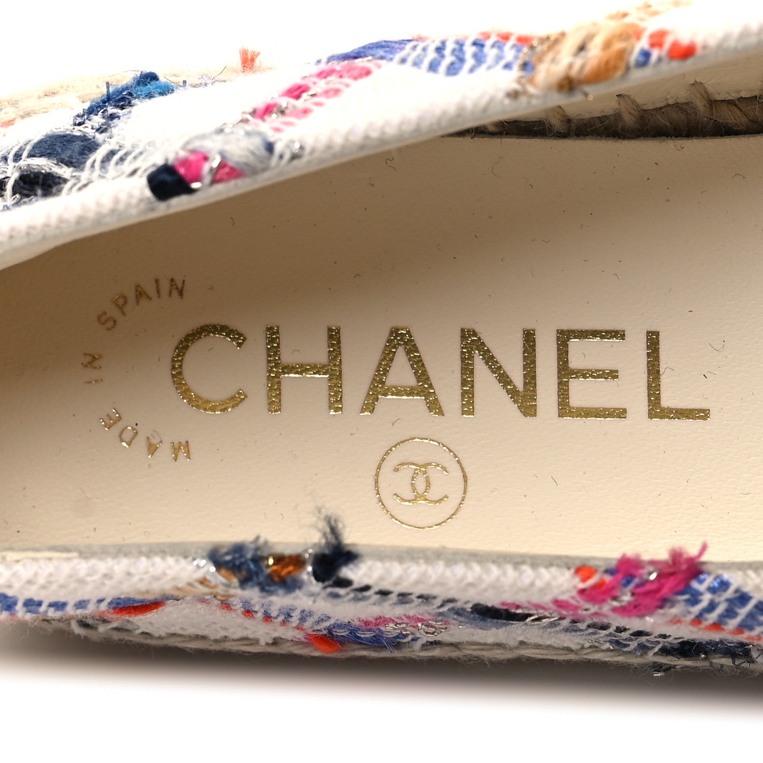 Chanel Tweed Grosgrain CC Espadrilles 36 White Blue Pink Green Black 9 of 10