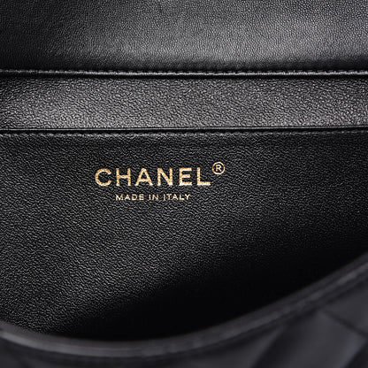 Chanel Lambskin Quilted Clutch With Chain Flap Black 5 of 13